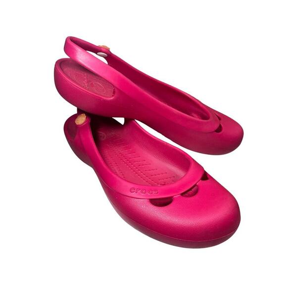 Crocs Hot Pink Slingbacks Size 10 - Picture 2 of 8